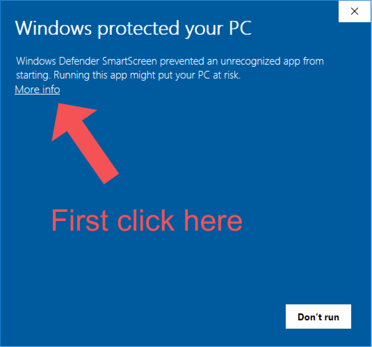 Bypass Windows Defender pt. 1: 'Click More Info'